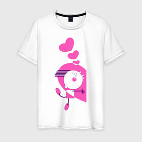 Мужская футболка хлопок с принтом МАЛЬЧИК И ДЕВОЧКА в Тюмени, 100% хлопок | прямой крой, круглый вырез горловины, длина до линии бедер, слегка спущенное плечо. | для влюбленных | любовь | мальчик и девочка | парные | сердечки