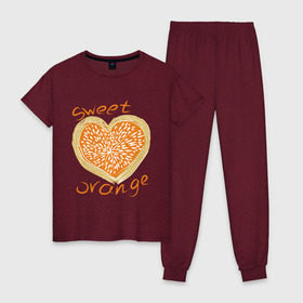 Женская пижама хлопок с принтом сладкий апельсин в Тюмени, 100% хлопок | брюки и футболка прямого кроя, без карманов, на брюках мягкая резинка на поясе и по низу штанин | 