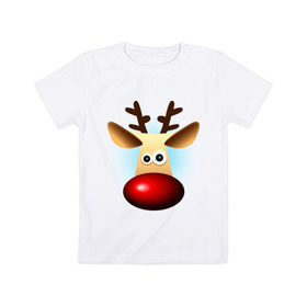 Детская футболка хлопок с принтом WOW Deer в Тюмени, 100% хлопок | круглый вырез горловины, полуприлегающий силуэт, длина до линии бедер | 2013 | happy new year | new year | год змеи | дед мороз | новый год | олень