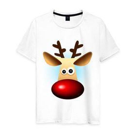 Мужская футболка хлопок с принтом WOW Deer в Тюмени, 100% хлопок | прямой крой, круглый вырез горловины, длина до линии бедер, слегка спущенное плечо. | 2013 | happy new year | new year | год змеи | дед мороз | новый год | олень