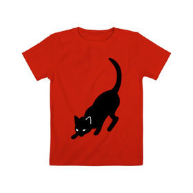 Детская футболка хлопок с принтом Черная/Белая кошечка в Тюмени, 100% хлопок | круглый вырез горловины, полуприлегающий силуэт, длина до линии бедер | влюбленная кошка | влюбленный котенок | киса | китти | кот | котенок | кошка | кошки | прикольные картинки | черная белая кошечка