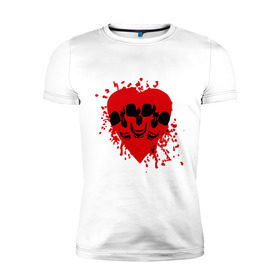 Мужская футболка премиум с принтом Злое сердце в Тюмени, 92% хлопок, 8% лайкра | приталенный силуэт, круглый вырез ворота, длина до линии бедра, короткий рукав | Тематика изображения на принте: скелет