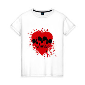 Женская футболка хлопок с принтом Злое сердце в Тюмени, 100% хлопок | прямой крой, круглый вырез горловины, длина до линии бедер, слегка спущенное плечо | скелет