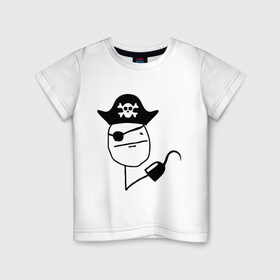 Детская футболка хлопок с принтом покер фейс пират в Тюмени, 100% хлопок | круглый вырез горловины, полуприлегающий силуэт, длина до линии бедер | poker face | интернет | интернет мемы | интернет приколы | мемы | покер фейс | покер фейс пират | прикольные картинки