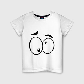 Детская футболка хлопок с принтом Глазастик в Тюмени, 100% хлопок | круглый вырез горловины, полуприлегающий силуэт, длина до линии бедер | глаза | глазастик | девушкам | прикольные картинки | рожицы | смайлы | эмоции