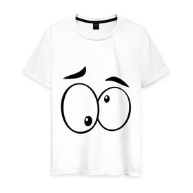 Мужская футболка хлопок с принтом Глазастик в Тюмени, 100% хлопок | прямой крой, круглый вырез горловины, длина до линии бедер, слегка спущенное плечо. | глаза | глазастик | девушкам | прикольные картинки | рожицы | смайлы | эмоции