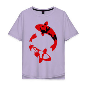 Мужская футболка хлопок Oversize с принтом Карпы кои (koi fish) в Тюмени, 100% хлопок | свободный крой, круглый ворот, “спинка” длиннее передней части | koi fish | животные | искусство | карпы | карпы кои | прикольные картинки | рыбы | япония | японское