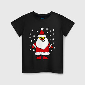 Детская футболка хлопок с принтом Веселый Дед Мороз в Тюмени, 100% хлопок | круглый вырез горловины, полуприлегающий силуэт, длина до линии бедер | новогодний | рождество | санта клаус