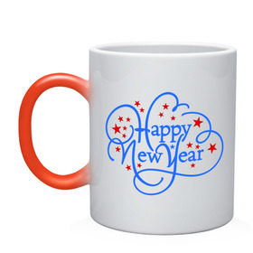 Кружка хамелеон с принтом Happy New Year! в Тюмени, керамика | меняет цвет при нагревании, емкость 330 мл | 2013 | happy new year | new year | ny | год змеи | новый год | новый год 2013