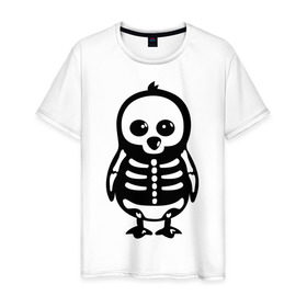 Мужская футболка хлопок с принтом Рентген пингвина в Тюмени, 100% хлопок | прямой крой, круглый вырез горловины, длина до линии бедер, слегка спущенное плечо. | пингвин