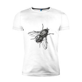 Мужская футболка премиум с принтом Назойливая муха в Тюмени, 92% хлопок, 8% лайкра | приталенный силуэт, круглый вырез ворота, длина до линии бедра, короткий рукав | Тематика изображения на принте: животные | муха | назойливая | назойливая муха | прикольные картинки
