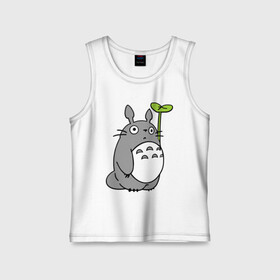 Детская майка хлопок с принтом TOTORO с листом в Тюмени,  |  | totoro | totoro с листом | аниме | тоторо