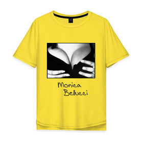 Мужская футболка хлопок Oversize с принтом Моника Белуччи в Тюмени, 100% хлопок | свободный крой, круглый ворот, “спинка” длиннее передней части | monica belucci | грудь | декольте | моника | моника белучи