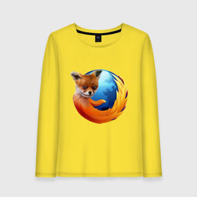 Женский лонгслив хлопок с принтом Firefox лис в Тюмени, 100% хлопок |  | лиса