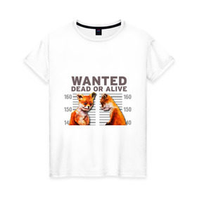 Женская футболка хлопок с принтом Опасный лис в Тюмени, 100% хлопок | прямой крой, круглый вырез горловины, длина до линии бедер, слегка спущенное плечо | лиса