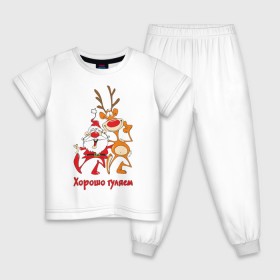 Детская пижама хлопок с принтом Хорошо гуляем в Тюмени, 100% хлопок |  брюки и футболка прямого кроя, без карманов, на брюках мягкая резинка на поясе и по низу штанин
 | 2013 | дед мороз | новогодний | новый год | олень | санта клаус