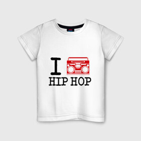 Детская футболка хлопок с принтом I boombox hip-hop в Тюмени, 100% хлопок | круглый вырез горловины, полуприлегающий силуэт, длина до линии бедер | хип хоп