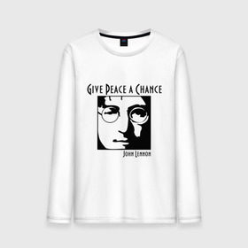 Мужской лонгслив хлопок с принтом John Lennon (Джон Леннон) Give Peace a Chance в Тюмени, 100% хлопок |  | Тематика изображения на принте: beatles | give peace a chance | john lennon | битлз | джон леннон | знаменитости | знаменитые личности | портрет