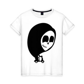 Женская футболка хлопок с принтом Позитивная смерть в Тюмени, 100% хлопок | прямой крой, круглый вырез горловины, длина до линии бедер, слегка спущенное плечо | death | позитив