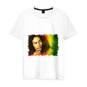 Мужская футболка хлопок с принтом Bob Marley в Тюмени, 100% хлопок | прямой крой, круглый вырез горловины, длина до линии бедер, слегка спущенное плечо. | reggae | боб марли | музыка | музыкант | регги