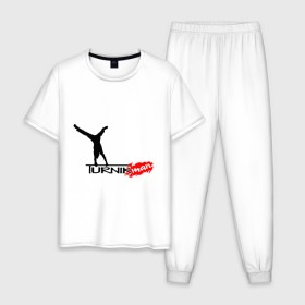 Мужская пижама хлопок с принтом Turnikman 2013 в Тюмени, 100% хлопок | брюки и футболка прямого кроя, без карманов, на брюках мягкая резинка на поясе и по низу штанин
 | workout | воркаут | тренажеры | турникмен | турникмэн