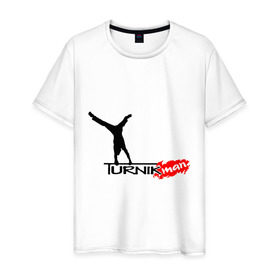 Мужская футболка хлопок с принтом Turnikman 2013 в Тюмени, 100% хлопок | прямой крой, круглый вырез горловины, длина до линии бедер, слегка спущенное плечо. | workout | воркаут | тренажеры | турникмен | турникмэн