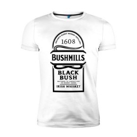Мужская футболка премиум с принтом Bushmills в Тюмени, 92% хлопок, 8% лайкра | приталенный силуэт, круглый вырез ворота, длина до линии бедра, короткий рукав | club | dj | бушмилс | виски | для барменов | клубные