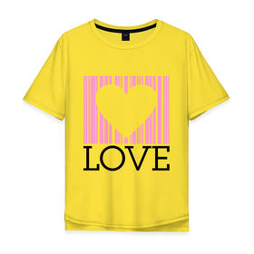 Мужская футболка хлопок Oversize с принтом Love штрихкод в Тюмени, 100% хлопок | свободный крой, круглый ворот, “спинка” длиннее передней части | 14 feb | 14 февраля | love | valentines day | день влюбленных | день всех влюбленных | день святого валентина | любовь | подарок девушке | сердце