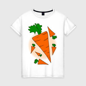 Женская футболка хлопок с принтом Carrot в Тюмени, 100% хлопок | прямой крой, круглый вырез горловины, длина до линии бедер, слегка спущенное плечо | Тематика изображения на принте: 14 feb | 14 февраля | влюбленным | день святого валентина | любовь | морковка | морковь | парные