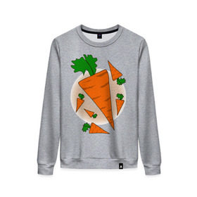 Женский свитшот хлопок с принтом Carrot в Тюмени, 100% хлопок | прямой крой, круглый вырез, на манжетах и по низу широкая трикотажная резинка  | 14 feb | 14 февраля | влюбленным | день святого валентина | любовь | морковка | морковь | парные