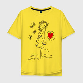 Мужская футболка хлопок Oversize с принтом Player woman в Тюмени, 100% хлопок | свободный крой, круглый ворот, “спинка” длиннее передней части | 14 feb | 14 февраля | влюбленным | девушка | день святого валентина | любовь | парные | плеер