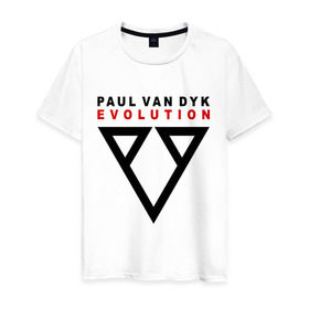 Мужская футболка хлопок с принтом Paul Van Dyk - evolution в Тюмени, 100% хлопок | прямой крой, круглый вырез горловины, длина до линии бедер, слегка спущенное плечо. | Тематика изображения на принте: 