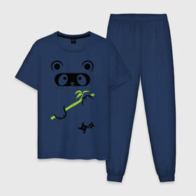 Мужская пижама хлопок с принтом Panda ninja в Тюмени, 100% хлопок | брюки и футболка прямого кроя, без карманов, на брюках мягкая резинка на поясе и по низу штанин
 | panda | бамбуковая панда | панда ниндзя