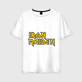Женская футболка хлопок Oversize с принтом Iron Maiden в Тюмени, 100% хлопок | свободный крой, круглый ворот, спущенный рукав, длина до линии бедер
 | heavy metal | metal | rock | trash metal | метал | металл | рок | рок группа | трэш метал | хеви метал