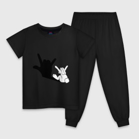 Детская пижама хлопок с принтом Тень зайца в Тюмени, 100% хлопок |  брюки и футболка прямого кроя, без карманов, на брюках мягкая резинка на поясе и по низу штанин
 | Тематика изображения на принте: животные | заяц | театр теней | тень