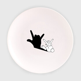Тарелка с принтом Тень зайца в Тюмени, фарфор | диаметр - 210 мм
диаметр для нанесения принта - 120 мм | Тематика изображения на принте: животные | заяц | театр теней | тень