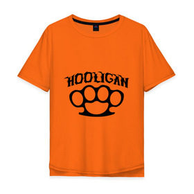 Мужская футболка хлопок Oversize с принтом Hooligan (хулиган) в Тюмени, 100% хлопок | свободный крой, круглый ворот, “спинка” длиннее передней части | hooligan | для пацанов | костет | пацанские | хулиган