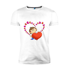 Мужская футболка премиум с принтом Валентинка от мальчика в Тюмени, 92% хлопок, 8% лайкра | приталенный силуэт, круглый вырез ворота, длина до линии бедра, короткий рукав | 14 февраля | валентика | влюбленные | влюбленным | день святого валентина | любовь | мальчик | сердца