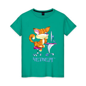 Женская футболка хлопок с принтом Неделька - четверг в Тюмени, 100% хлопок | прямой крой, круглый вырез горловины, длина до линии бедер, слегка спущенное плечо | кот | котенок | неделька | работа | рыжий кот | четверг