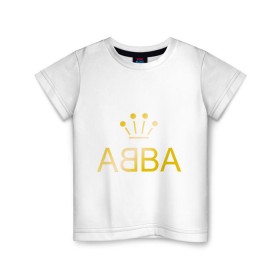 Детская футболка хлопок с принтом ABBA золото в Тюмени, 100% хлопок | круглый вырез горловины, полуприлегающий силуэт, длина до линии бедер | abba | абба | музыка
