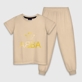 Детская пижама хлопок с принтом ABBA золото в Тюмени, 100% хлопок |  брюки и футболка прямого кроя, без карманов, на брюках мягкая резинка на поясе и по низу штанин
 | abba | абба | музыка