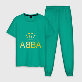 Мужская пижама хлопок с принтом ABBA золото в Тюмени, 100% хлопок | брюки и футболка прямого кроя, без карманов, на брюках мягкая резинка на поясе и по низу штанин
 | abba | абба | музыка