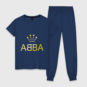 Женская пижама хлопок с принтом ABBA золото в Тюмени, 100% хлопок | брюки и футболка прямого кроя, без карманов, на брюках мягкая резинка на поясе и по низу штанин | abba | абба | музыка
