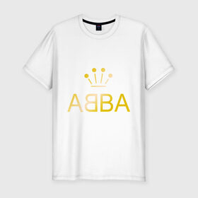 Мужская футболка премиум с принтом ABBA золото в Тюмени, 92% хлопок, 8% лайкра | приталенный силуэт, круглый вырез ворота, длина до линии бедра, короткий рукав | abba | абба | музыка