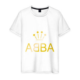 Мужская футболка хлопок с принтом ABBA золото в Тюмени, 100% хлопок | прямой крой, круглый вырез горловины, длина до линии бедер, слегка спущенное плечо. | abba | абба | музыка