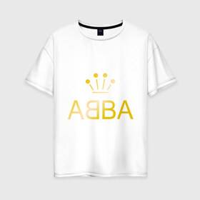 Женская футболка хлопок Oversize с принтом ABBA золото в Тюмени, 100% хлопок | свободный крой, круглый ворот, спущенный рукав, длина до линии бедер
 | abba | абба | музыка