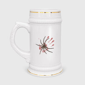 Кружка пивная с принтом Реалистичный паук в Тюмени,  керамика (Материал выдерживает высокую температуру, стоит избегать резкого перепада температур) |  объем 630 мл | Тематика изображения на принте: 