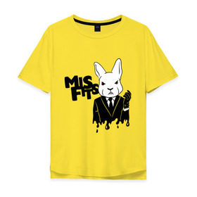 Мужская футболка хлопок Oversize с принтом Кролик misfits в Тюмени, 100% хлопок | свободный крой, круглый ворот, “спинка” длиннее передней части | misfits