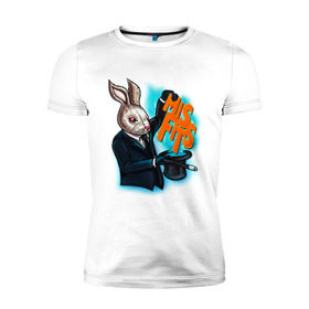 Мужская футболка премиум с принтом Кролик-психопат в Тюмени, 92% хлопок, 8% лайкра | приталенный силуэт, круглый вырез ворота, длина до линии бедра, короткий рукав | Тематика изображения на принте: misfits