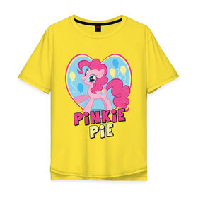 Мужская футболка хлопок Oversize с принтом Pinkie Pie in my heart в Тюмени, 100% хлопок | свободный крой, круглый ворот, “спинка” длиннее передней части | heart | pinkie | pinkie pie in my heart | pony | детские | мой маленький пони | пони